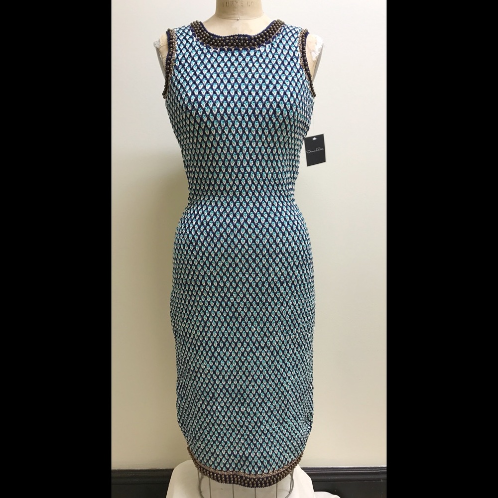 "SALE" Oscar de la Renta Knit Beaded Dress